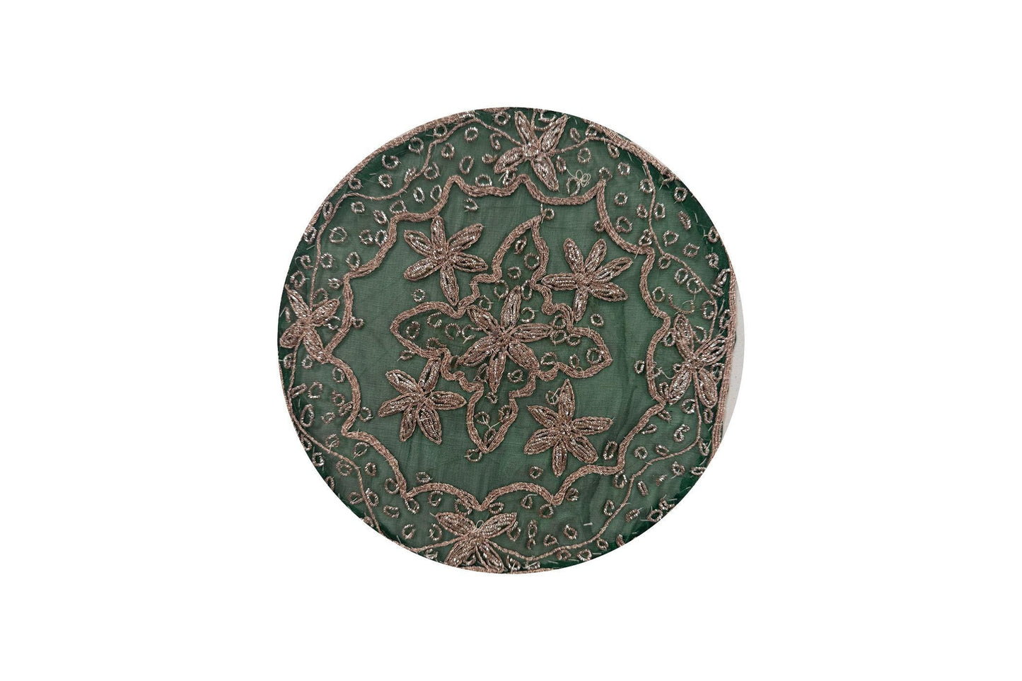 10" Sheer Beaded Floral Placemats (Set of 2): Indian Zardozi Table Decor