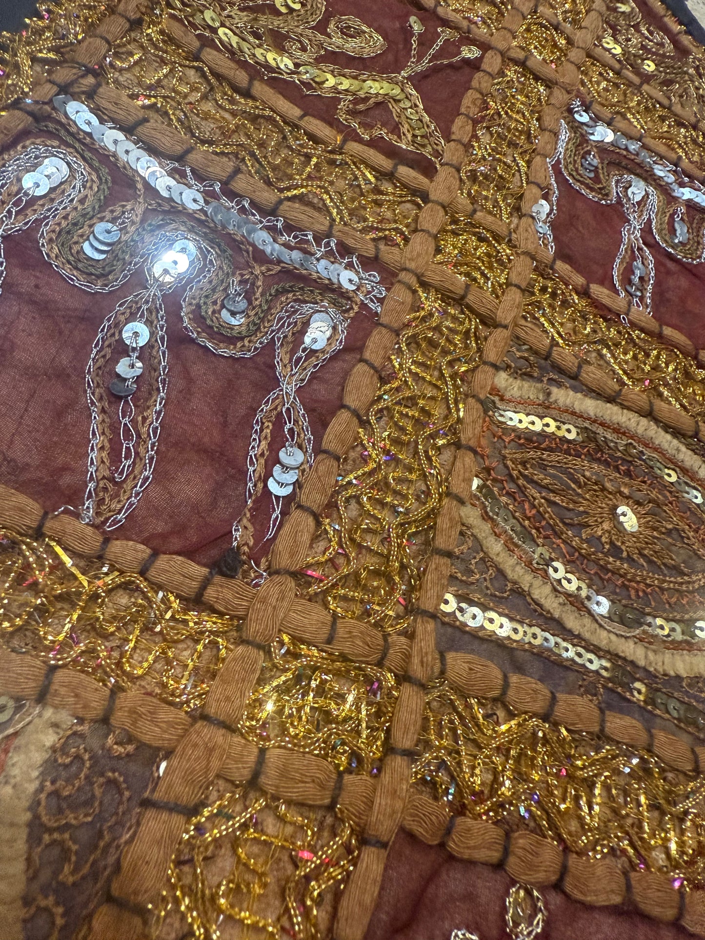 23'' Ethnic Indian Embroidery Beaded Patchwork Triangle Pillow Cushion Cover Handmade Indian Triangular Patchwork Cushion – 23x23 Inch Decorative Pillow #23