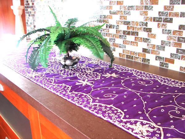 Elegant 36" Purple Sheer Organza Table Runner – Perfect for Dining & Special Ocassion