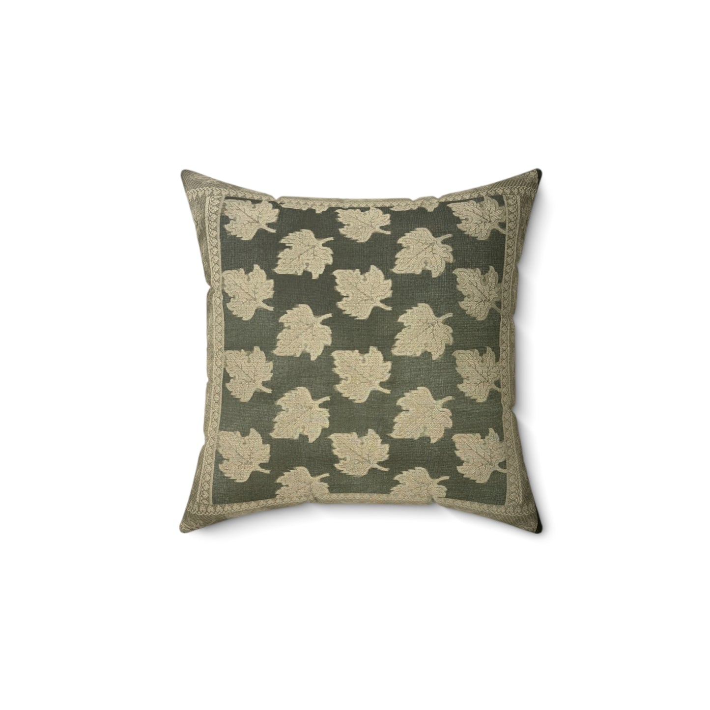 Green Leaf Design Throw Pillows Indian Silk Set of 2 18x18 Silk Leaf Design Pillowcases