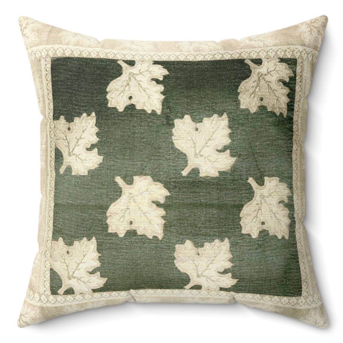 Green Leaf Design Throw Pillows Indian Silk Set of 2 18x18 Silk Leaf Design Pillowcases