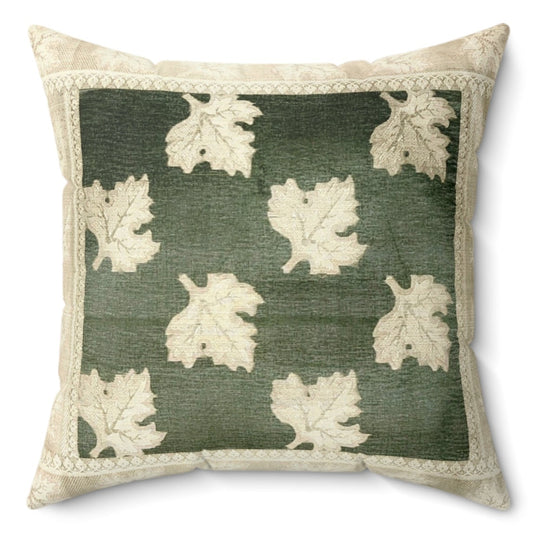 Green Leaf Design Throw Pillows Indian Silk Set of 2 18x18 Silk Leaf Design Pillowcases