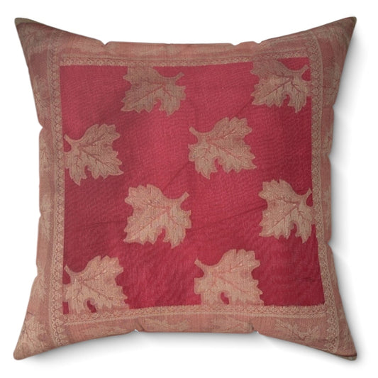 Red Leaf Design Throw Pillows Indian Silk Set of 2 18x18 Silk Leaf Design Pillowcases