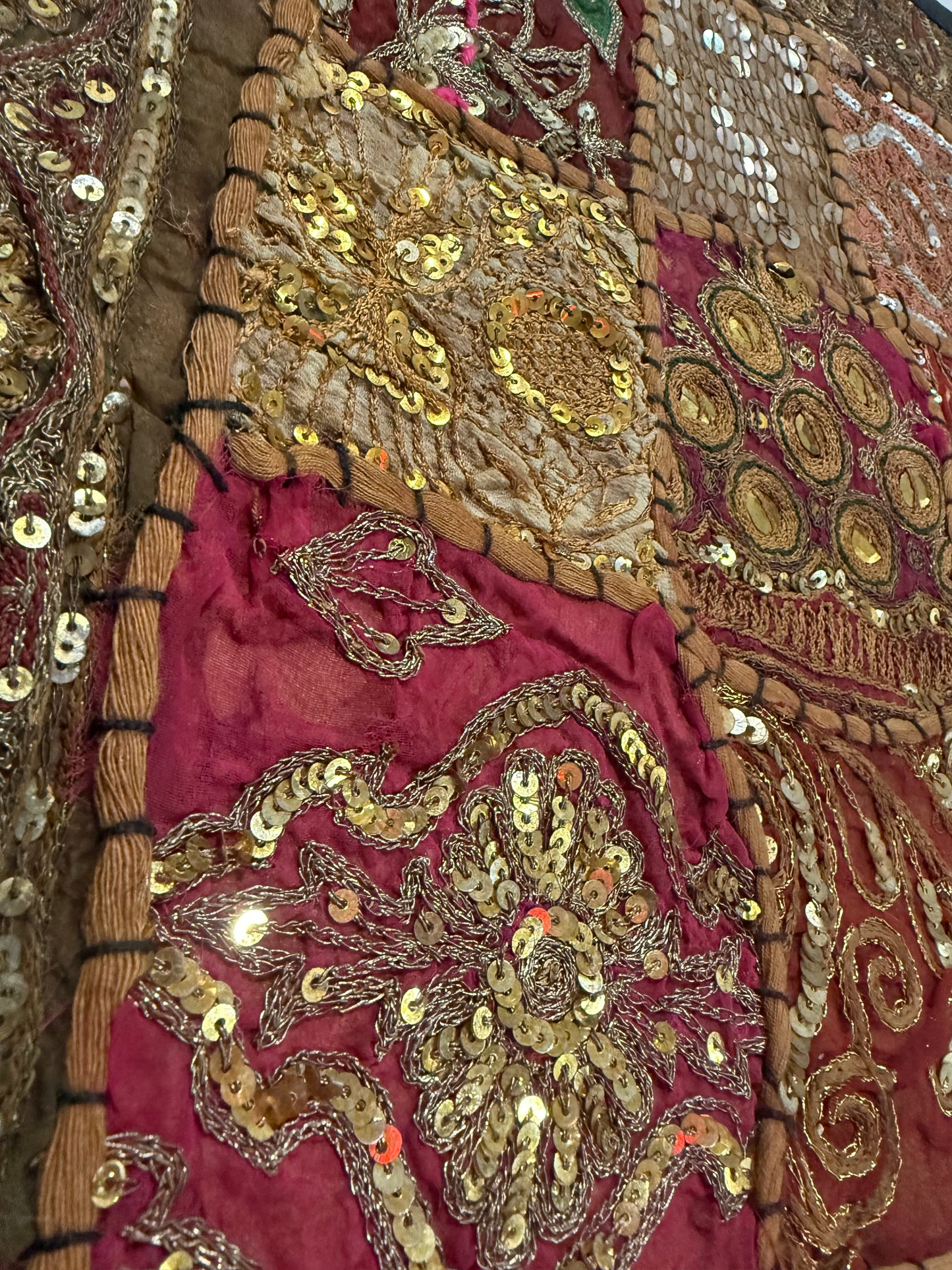 16'' INDIAN TAPESTRY CUSHION COVER ZARI BEADED PATCHWORK DECOR CUSHION COVERS (Kelly) #5