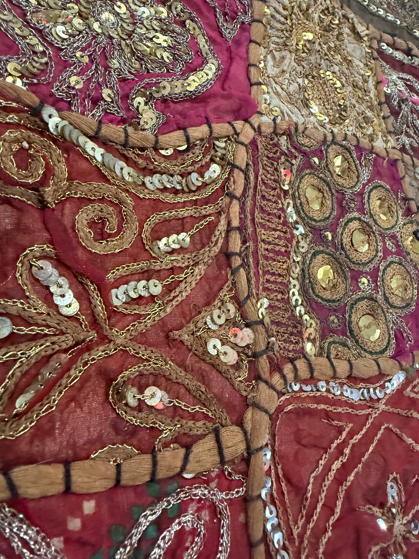 16'' INDIAN TAPESTRY CUSHION COVER ZARI BEADED PATCHWORK DECOR CUSHION COVERS (Kelly) #5