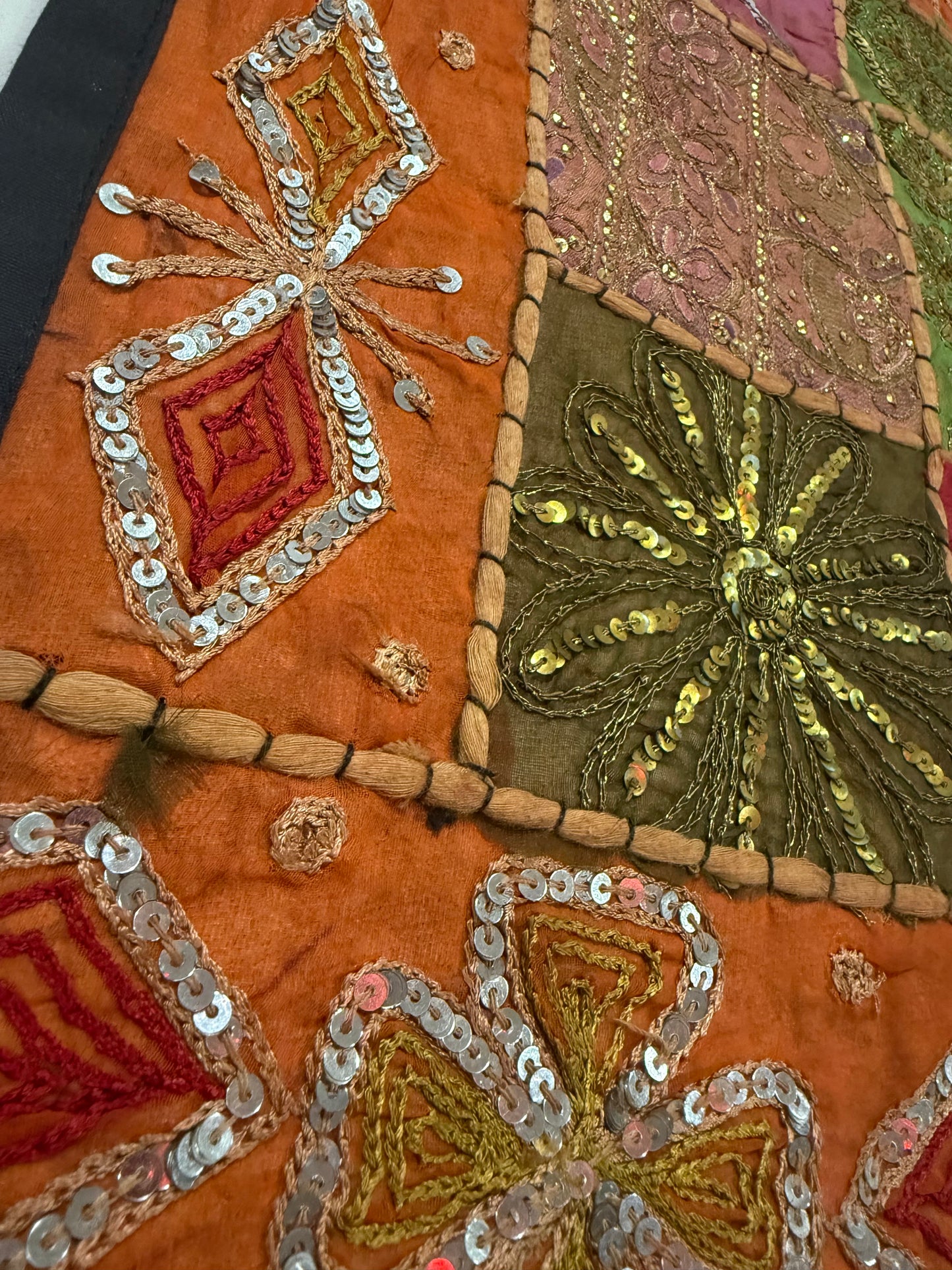 16'' INDIAN TAPESTRY CUSHION COVER ZARI BEADED PATCHWORK DECOR CUSHION COVERS (Kelly) #11