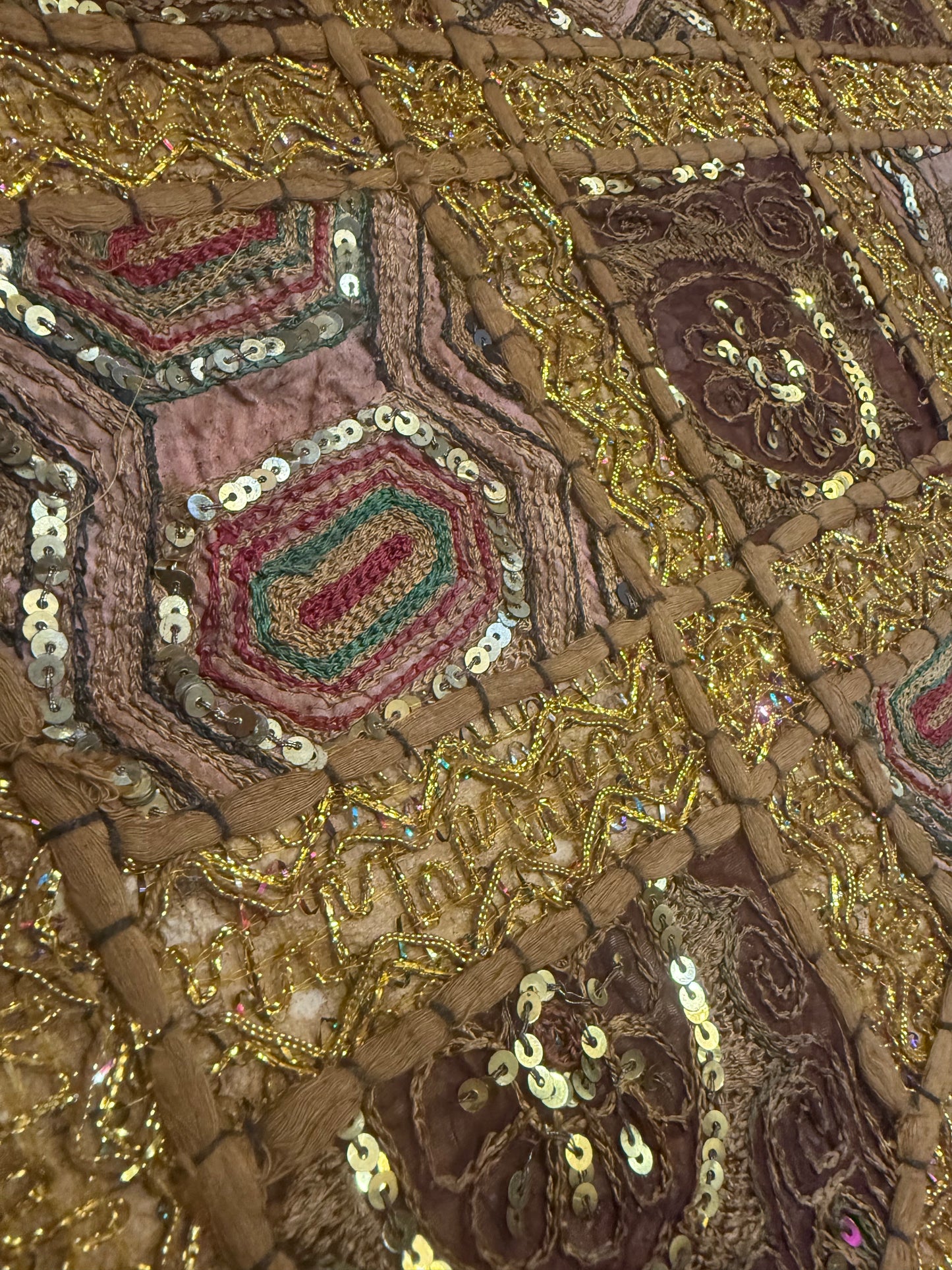 23'' Ethnic Indian Embroidery Beaded Patchwork Triangle Pillow Cushion Cover Handmade Indian Triangular Patchwork Cushion – 23x23 Inch Decorative Pillow #27