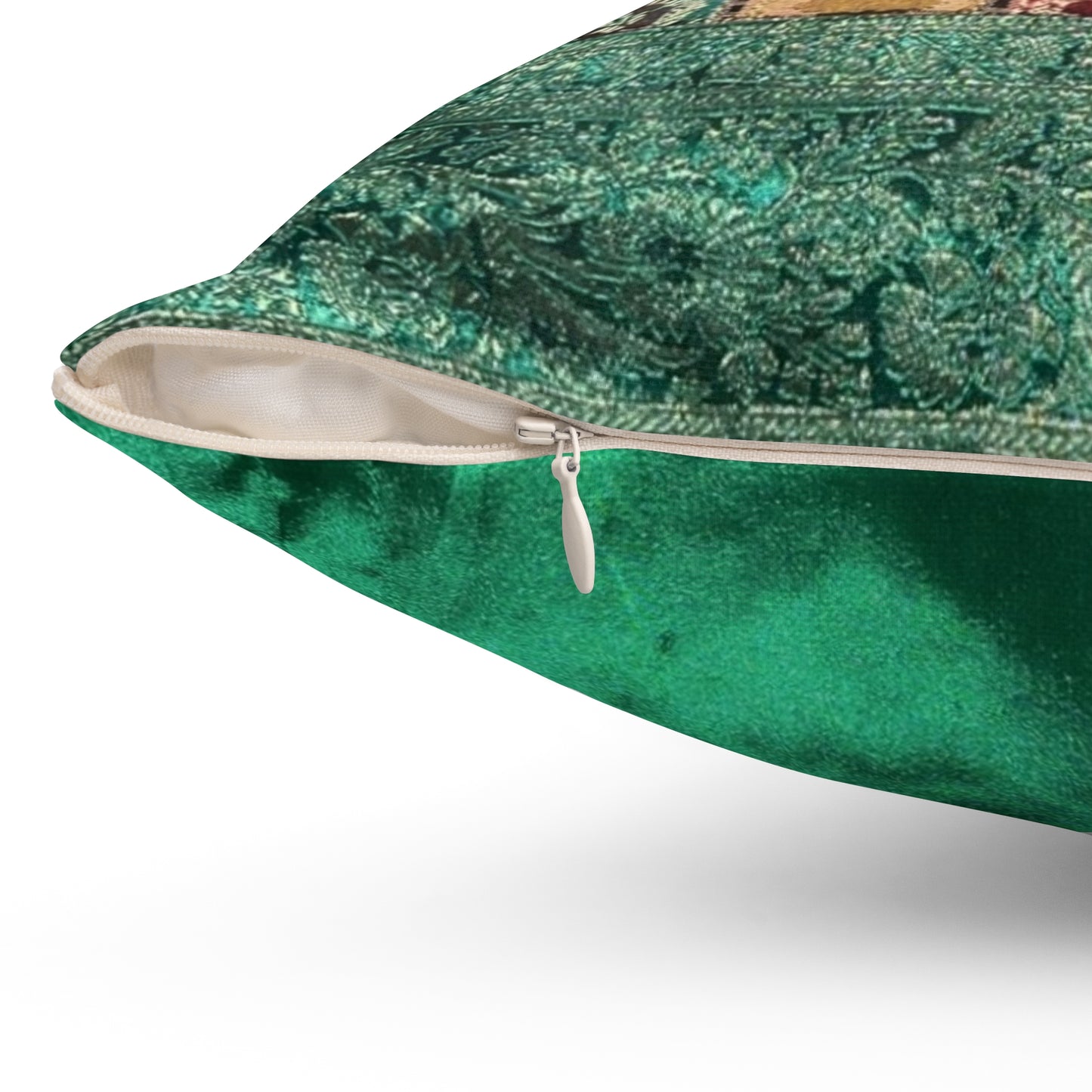 16" Green Indian Brocade Pillow Case Cover Home Decor Silk Cushions Covers Throw