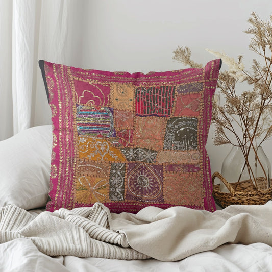 24'' x 24" Inch Large Ethnic Indian Embroidery Beaded Patchwork Work Throw Pillow Cushion Cover #2