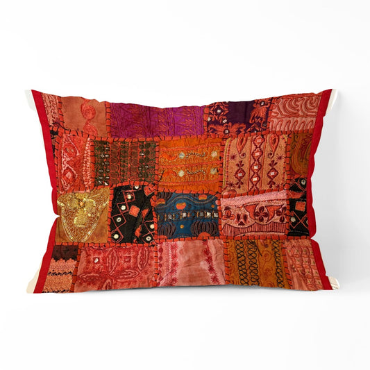 20" x 16" Tapestry Patchwork Pillow Cases Indian Handmade Beaded Cushion Cover Decor Artisan Indian Beaded Patchwork Pillow Cover Colorful Indian Tapestry Patchwork Cushion Cover #5